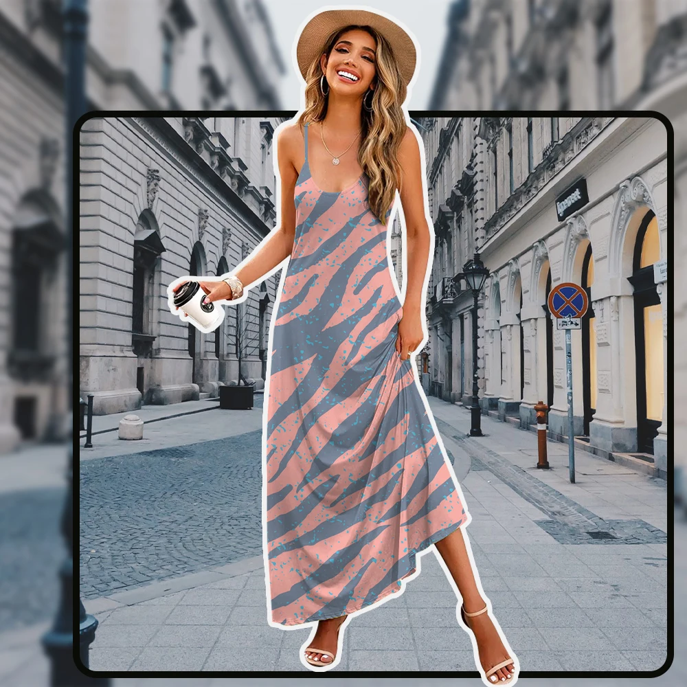 

Элегантное женское платье в полоску 2024, летнее повседневное женское платье, темпераментные женские длинные платья без рукавов