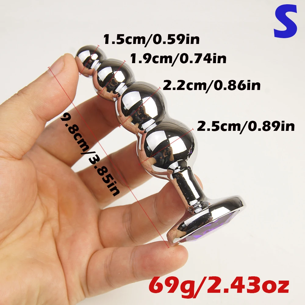 Anal Beads for Prostate,Metal Butt Plug With 4 Graduated Balls,Analplug Buttplug,Anus Training Sex Toys with Luxury Jewelry