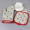2pcs/set Christmas Oven Mitts and Pot Holders Set Baking Anti-Hot Gloves Kitchen Cooking BBQ Gloves New Year Xmas Party Supplies 6