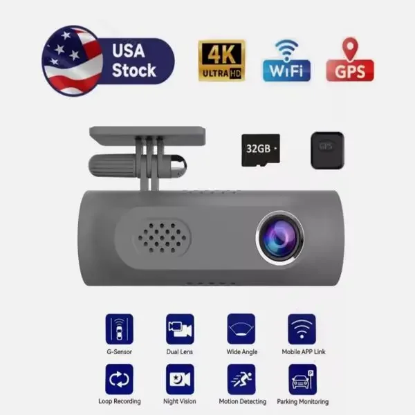 L3 4K行车记录仪前后行车记录仪WiFi GPS，带免费32GB卡车载DVR-8