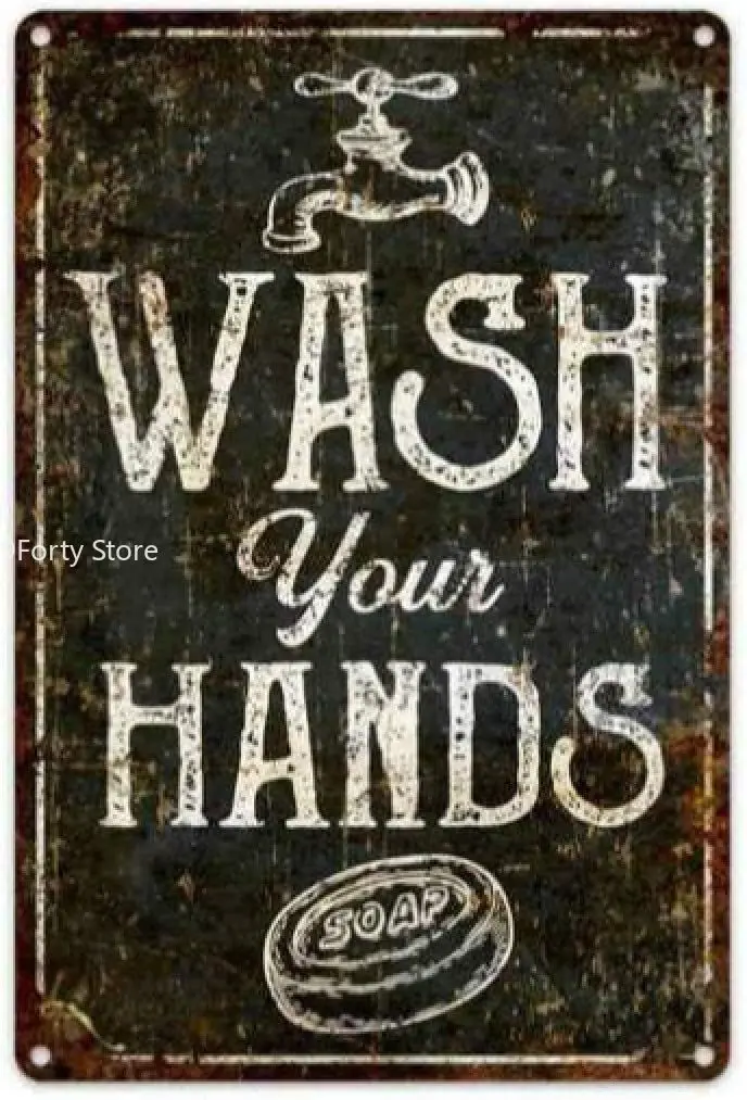 

Metal Wall Sign or Print on Canvas, Wash Your Hands Sign, Restroom, Restaurant, Bathroom, Commercial Sign