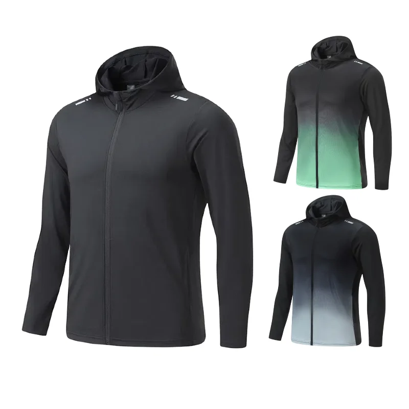 

Spring And Autumn Hooded Zipper Sports Jacket Quick-drying Long-sleeved Tight Men's Running Fitness Clothes
