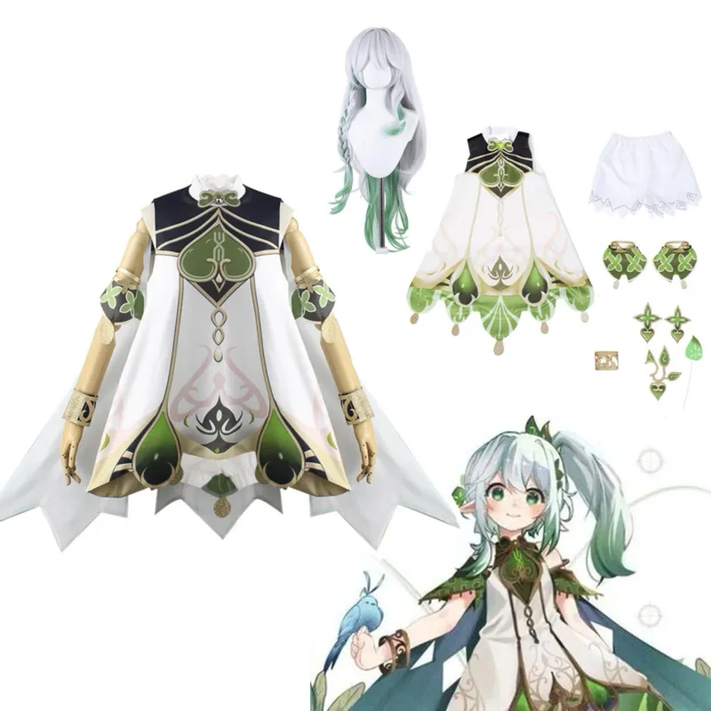 

Костюм для косплея геншин ударьида, детский Женский Малый Властелин кусанали, полный комплект, платье горничной, туфли, Стильный парик, уши, одежда для ролевых игр