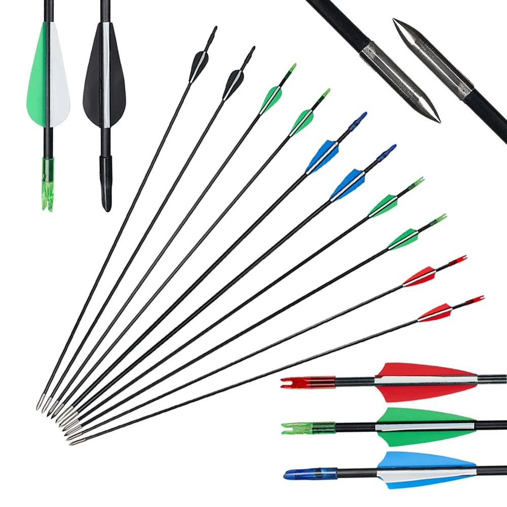 

12/24/36pc 31.5inch Archery Arrow Fiberglass Arrow Suit For Recurve Bow For Outdoor Shooting Target Practice Hunting Accessories