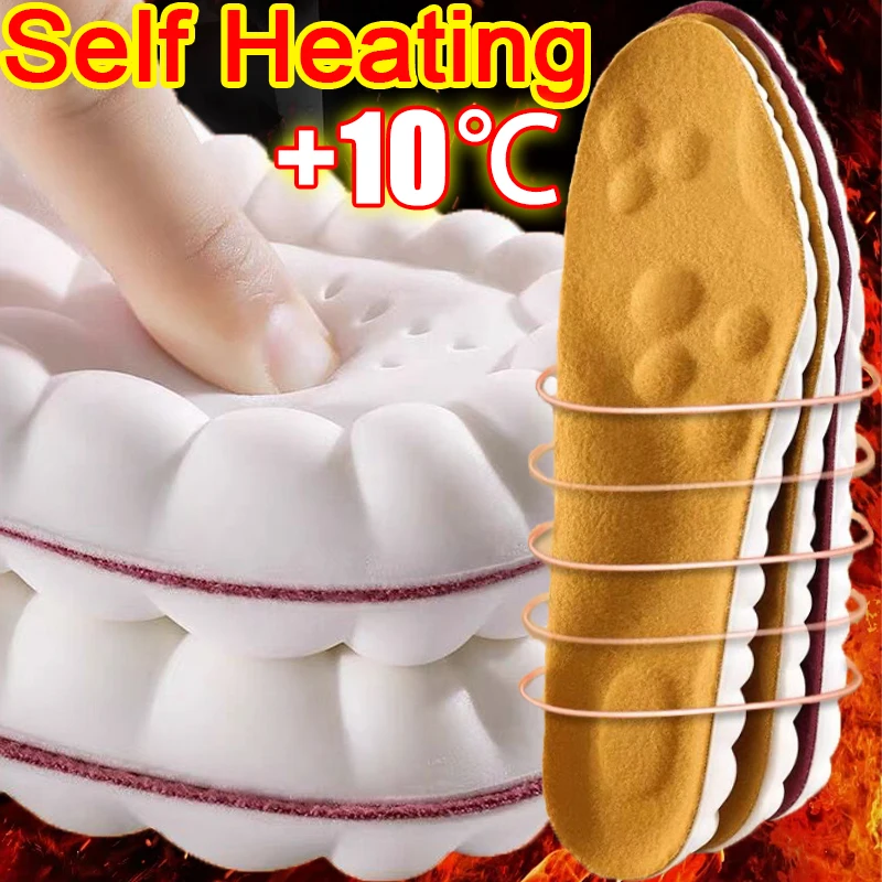 

Sports Self Heating Insoles Unisex 5D Thermal Plush Shoe Pads Foot Care Arch Support Massage Inserts Winter Warm Cushions