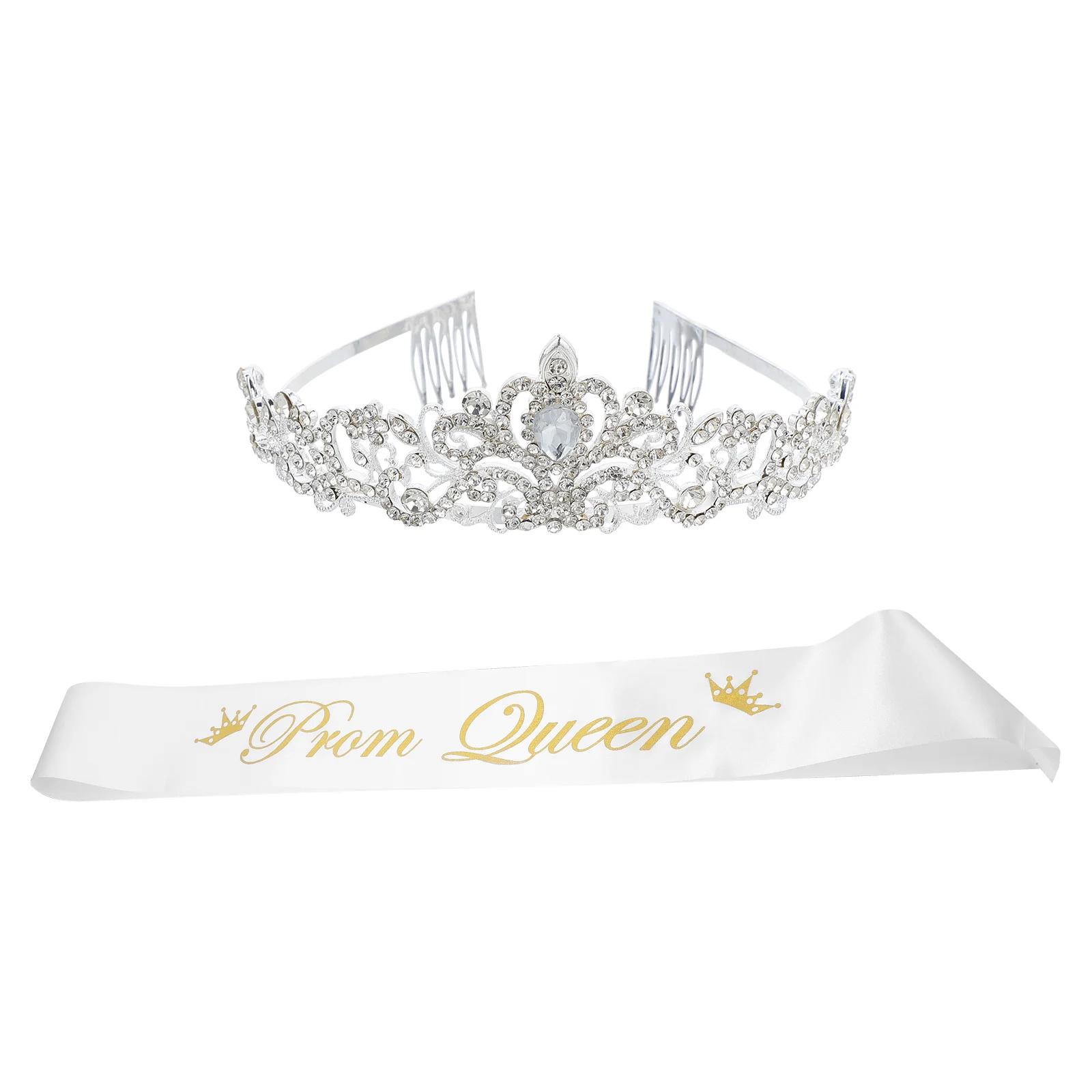 

Prom Queen Sash And Crown Sets Prom Costume Wedding Party Accersories Wedding Bridal Bride Hair Headdress Headband