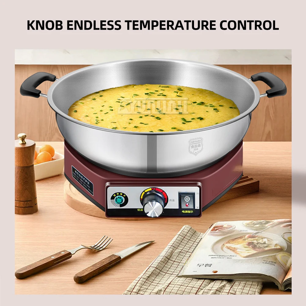 40cm Stainless Steel Cooking Pot Multifunction Non Stick Electric Frying Pan  Kitchen Cooking Tool 2