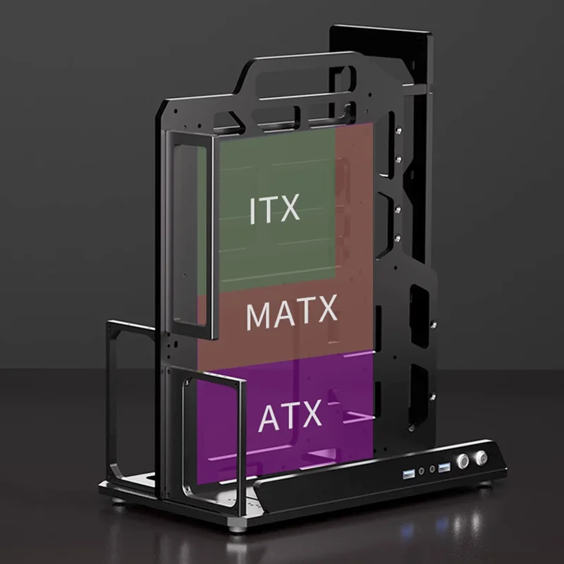 Socooler Computer Cases Atx Mid Pc Case Open Frame Diy Gaming Computer Case for ATX M-ATX ITX Aviation Aluminum Motherboar
