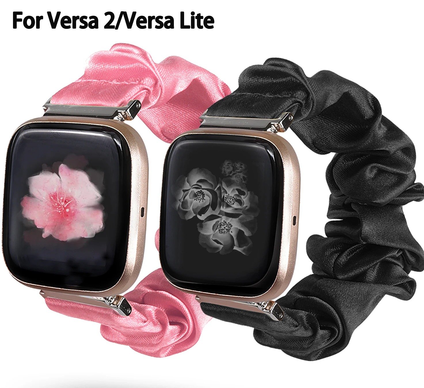 

Elastic Fabric Bands for Fitbit Versa 2/Versa LiteWomen Girl Soft Woven Rubber Sport Strap Replacement Scrunchie Band for Versa