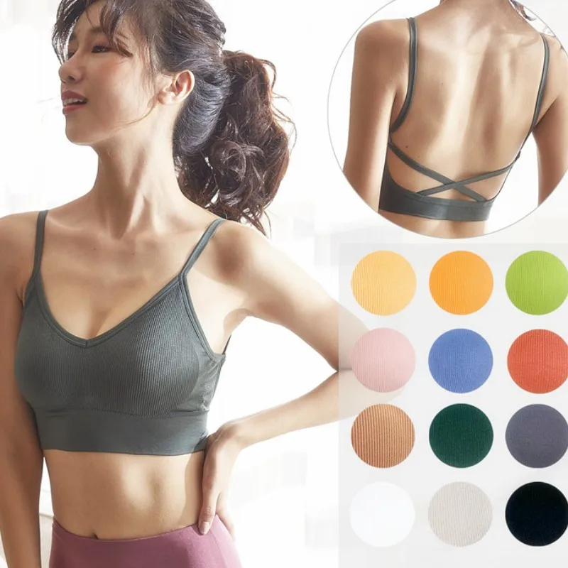 Women Crop Top Fitness Tube Top Cropped Bra Seamless Underwear Sports Tank Sexy Lingerie Active Bra Bandeau Tops Removable Pads women lingerie bra women tube tops
