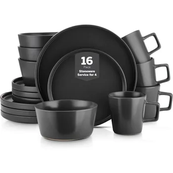 Matte Black Ceramic Dinnerware Set 1