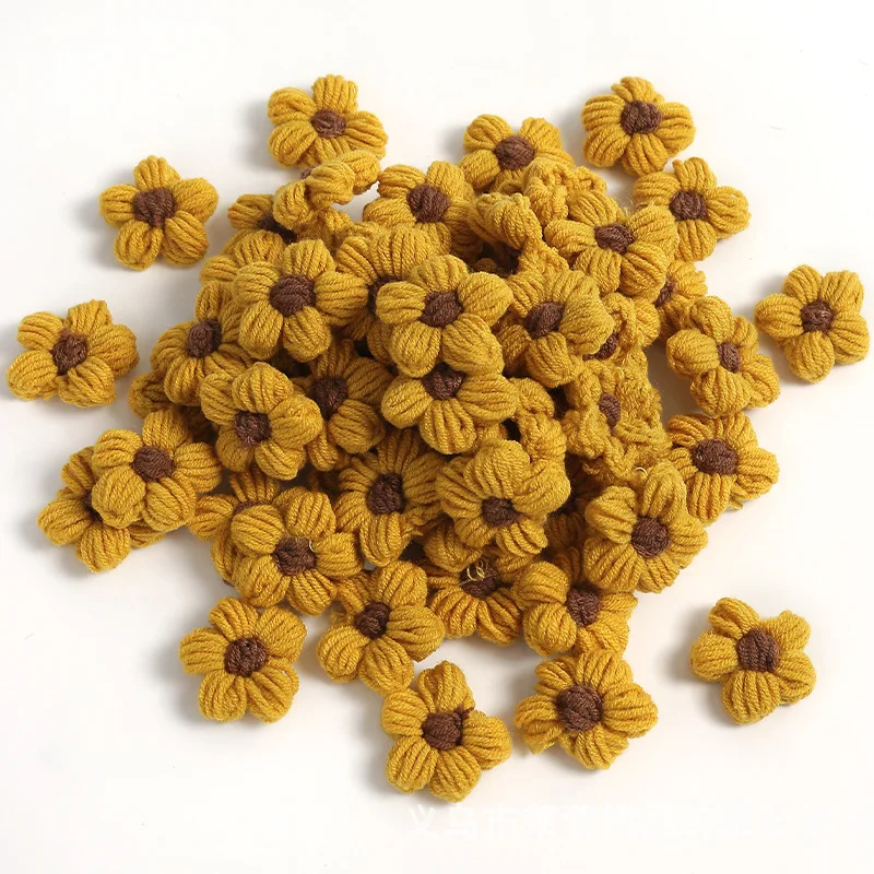 20Pcs Knitted Fluff Woolen Flowers Applique Patches Handmade DIY Hairpin Jewelry Clothing Hair Accessories Material Ornaments knitting supplies knitting material knitting craft supplies