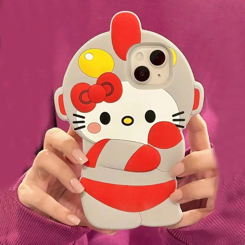 

Милый чехол для телефона HelloKittys Cos Ultraman аниме милый мультяшный iPhone 14 13 12 Pro Max 11 модный противоударный силиконовый чехол