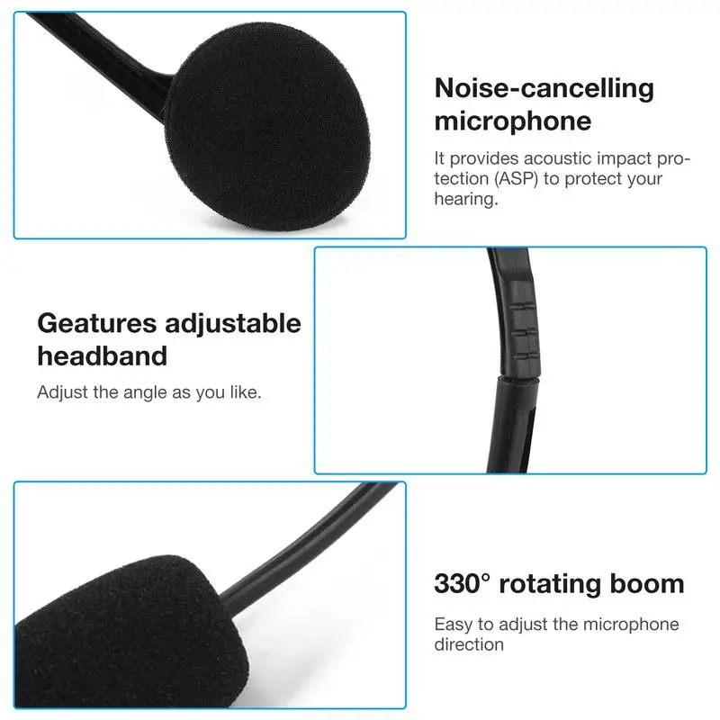 3.5mm Noise Cancelling Wired Headphones With Microphone Universal USB Headset With Microphone For PC /Laptop/Computer