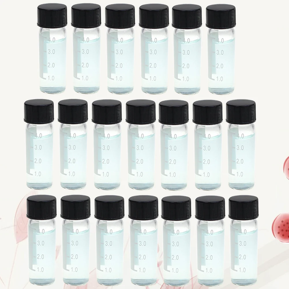 

20 Pcs Glass Bottle Reagent Storage with Cover Chromatography Vial Serum Sample