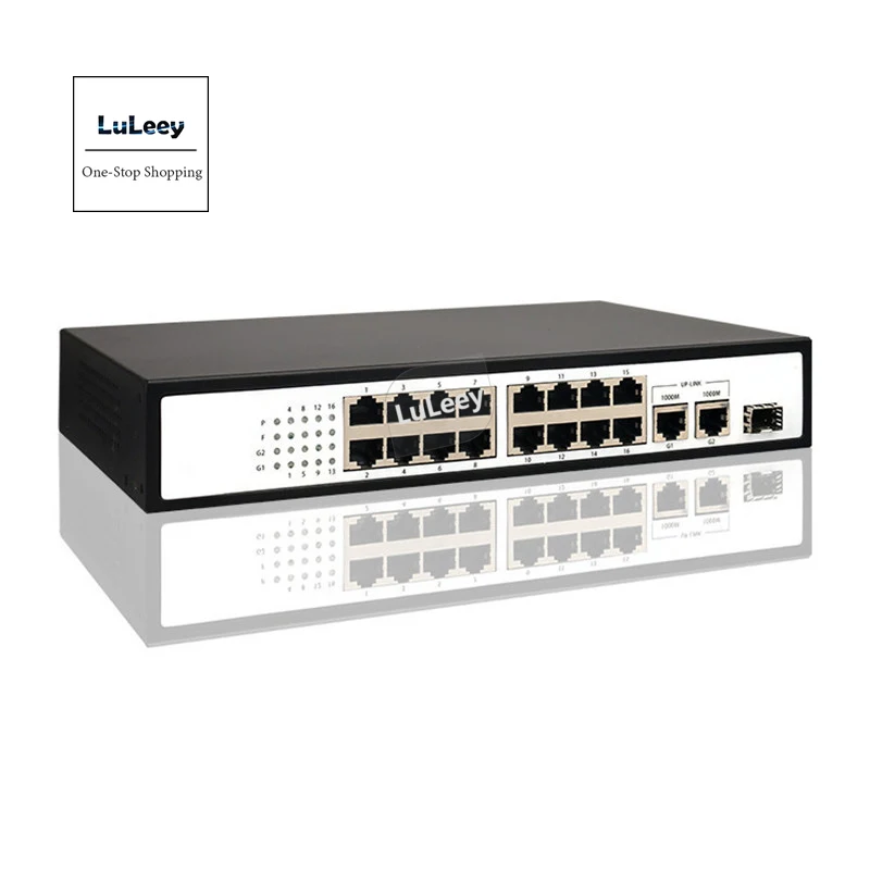16 POE Switch Gigabit High-power POE Switch Security Monitoring 16 Gigabit Ports, 2 Gigabit On-port, 1Fiber Port