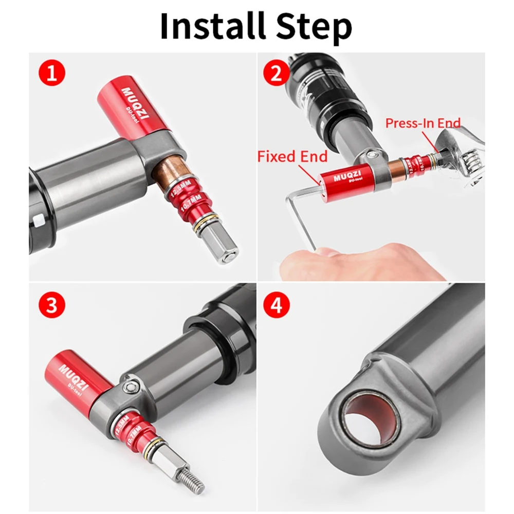 MUQZI-Outil d'installation de retrait de douille d'amortisseur arrière VTT,  outil de réparation à enfoncer, œillet d'amortisseurs de vélo