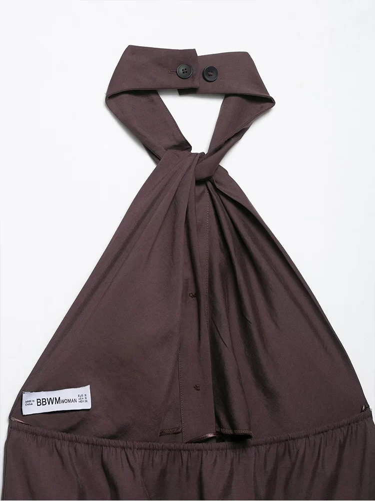 TFMLN Women's Pants Suit Sexy Backless Sleeveless Halter Top Wide Leg Pants Lady Sets 2025 Summer Solid High Street Outwear