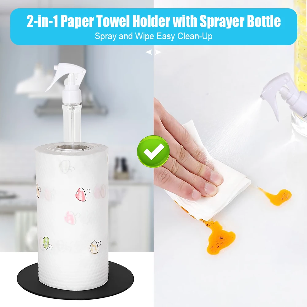 Paper Towel Holder With Spray Bottle, Stainless Steel Countertop