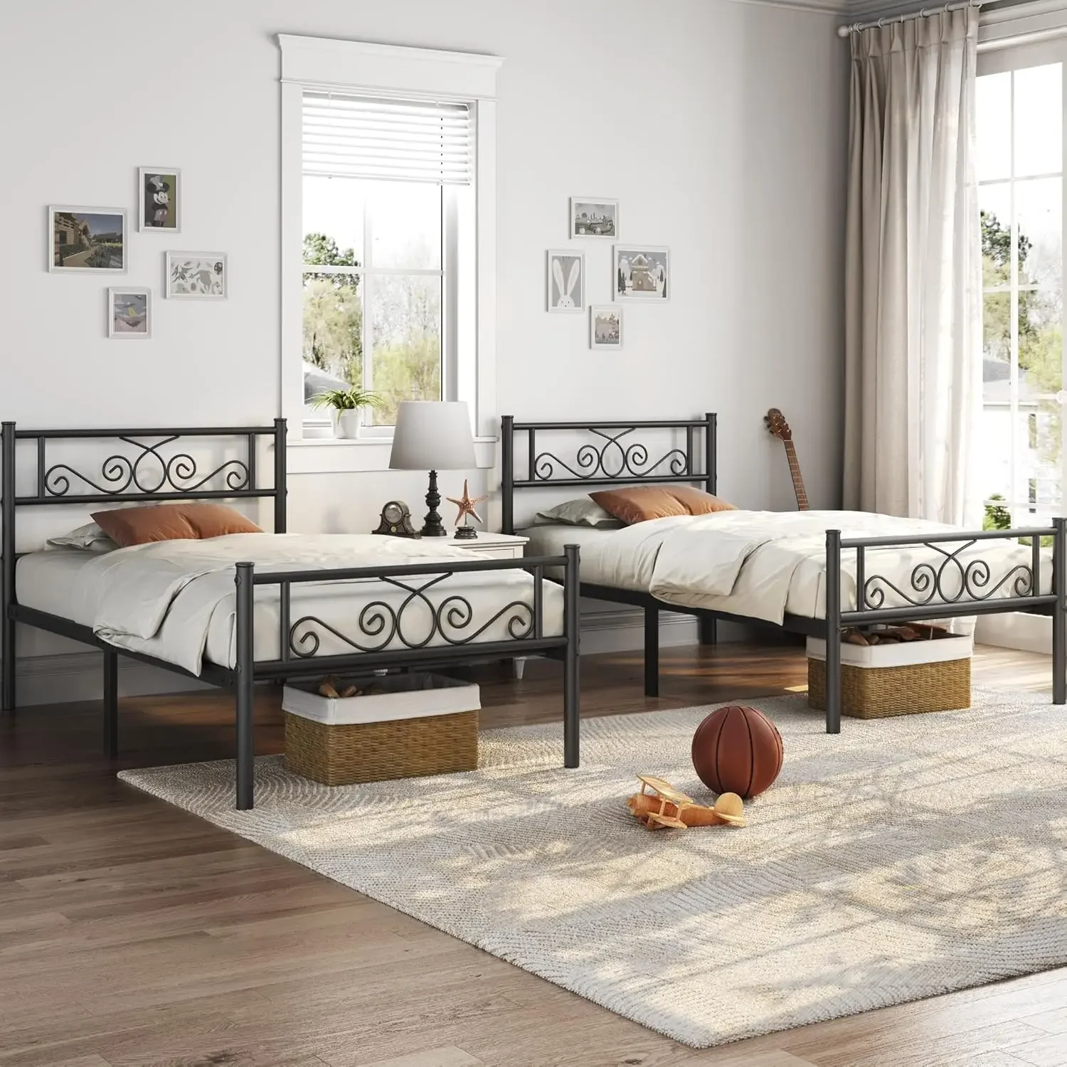 Twin Bed Frames Metal Platform Bed with Headboard and Footboard No Box Spring Needed Easy Assembly,Ground Clearance 4