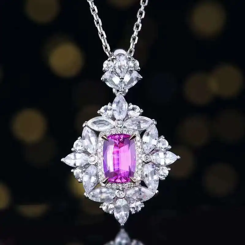 Sgarit Gemstone Jewelry 18K White Gold 1.29Ct Natural Non Riscaldato Padparadscha Sapphire Pendant Luxury Genuine Gems Pendant