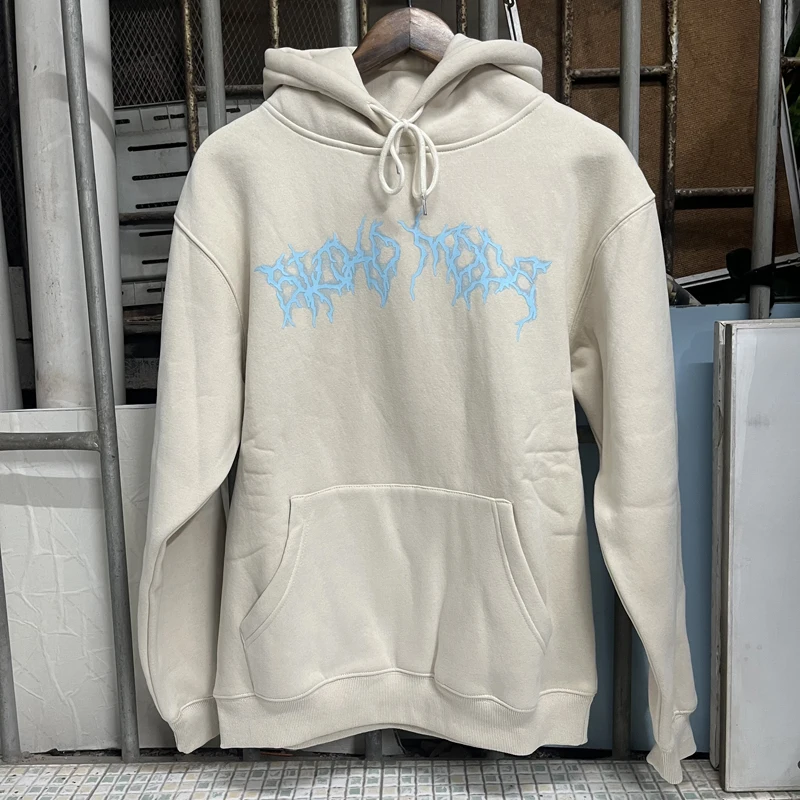 

Lightning Pattern Foam Print High Street Hoodie for Men and Women Real Photo Casual Loose Pocket Hooded Sweatshirt