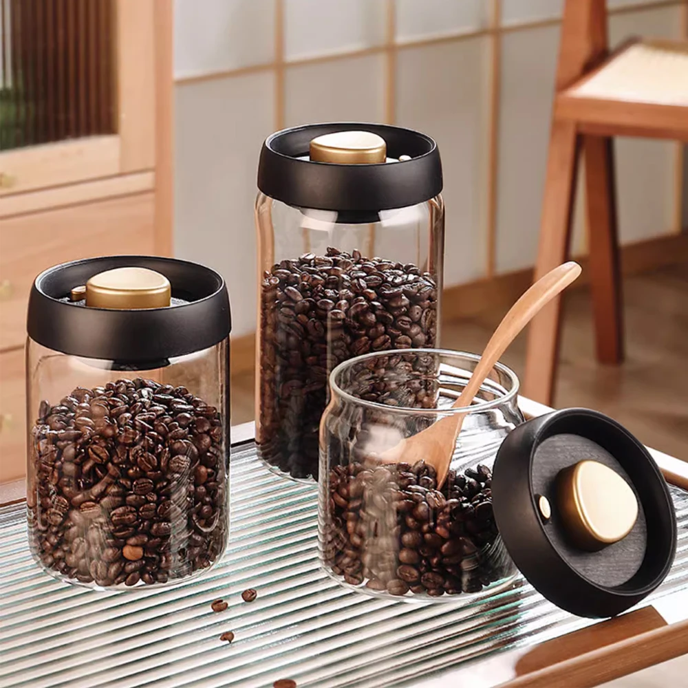 Vacuum Sealed Jar Coffee Bean Storage Bottle Kitchen Food Grain Tea Glass Jar Fresh Storage Jar Kitchen Accessories Vacuum Sealed Jar Coffee Bean Storage Bottle Kitchen Food Grain Tea Glass Jar Fresh Storage Jar Kitchen Accessories