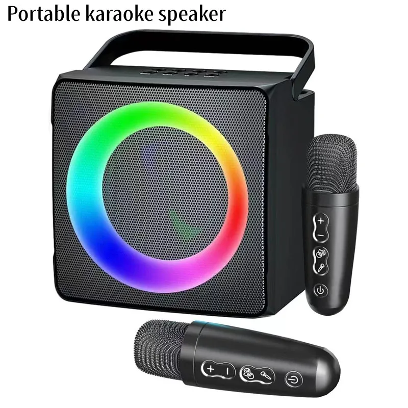 

RGB Light Home Karaoke Bluetooth-compatible Portable Karaoke Speaker TF Card USB Subwoofer Music Center Audio Birthday Gifts