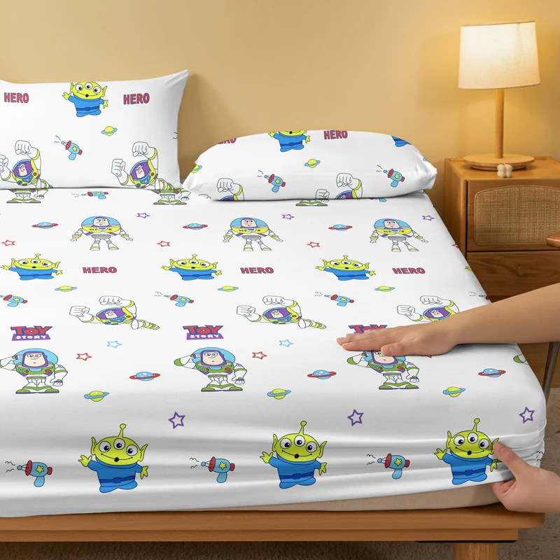 1 cartoon cute Buzz Lightyear pattern digital printed frosted Fitted Sheet,bedroom printed bed cover,bedding(No pillowcase) 3