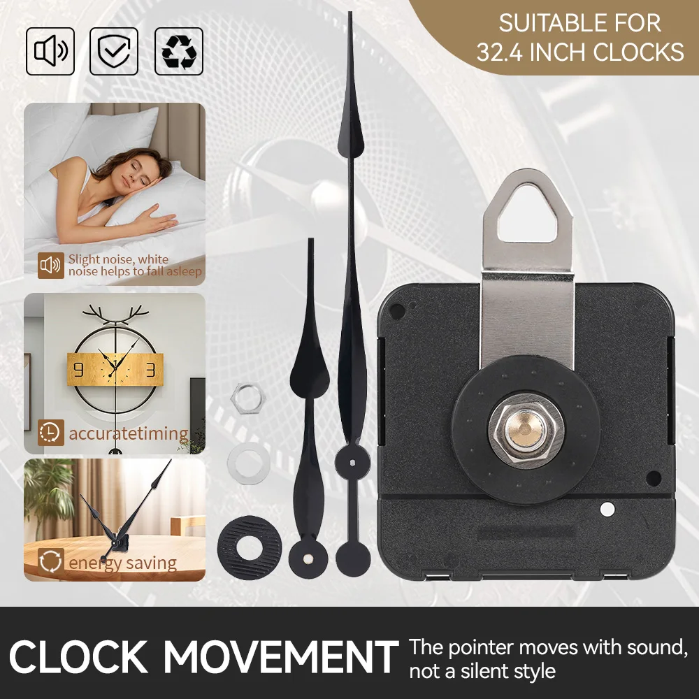 

DIY Wall Clock Quartz Movement Mechanism Clock Quartz Clock Pointer Repair with Iron black/silver Hand for Clocks up to 32 inch