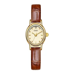 Women's Small Wrist Quartz Watch - Silver, Grey, and Gold Oval Design with Stainless Steel Band (10)
