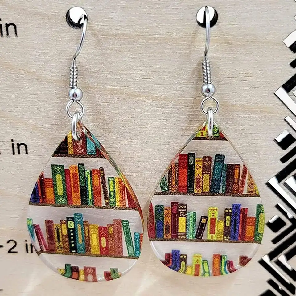 DALANE Orecchini pendenti in acrilico vintage a forma di libro carino, regalo di apprezzamento per insegnanti per donne amanti dei libri, divertente studente laurea libri gioielli libri regali per