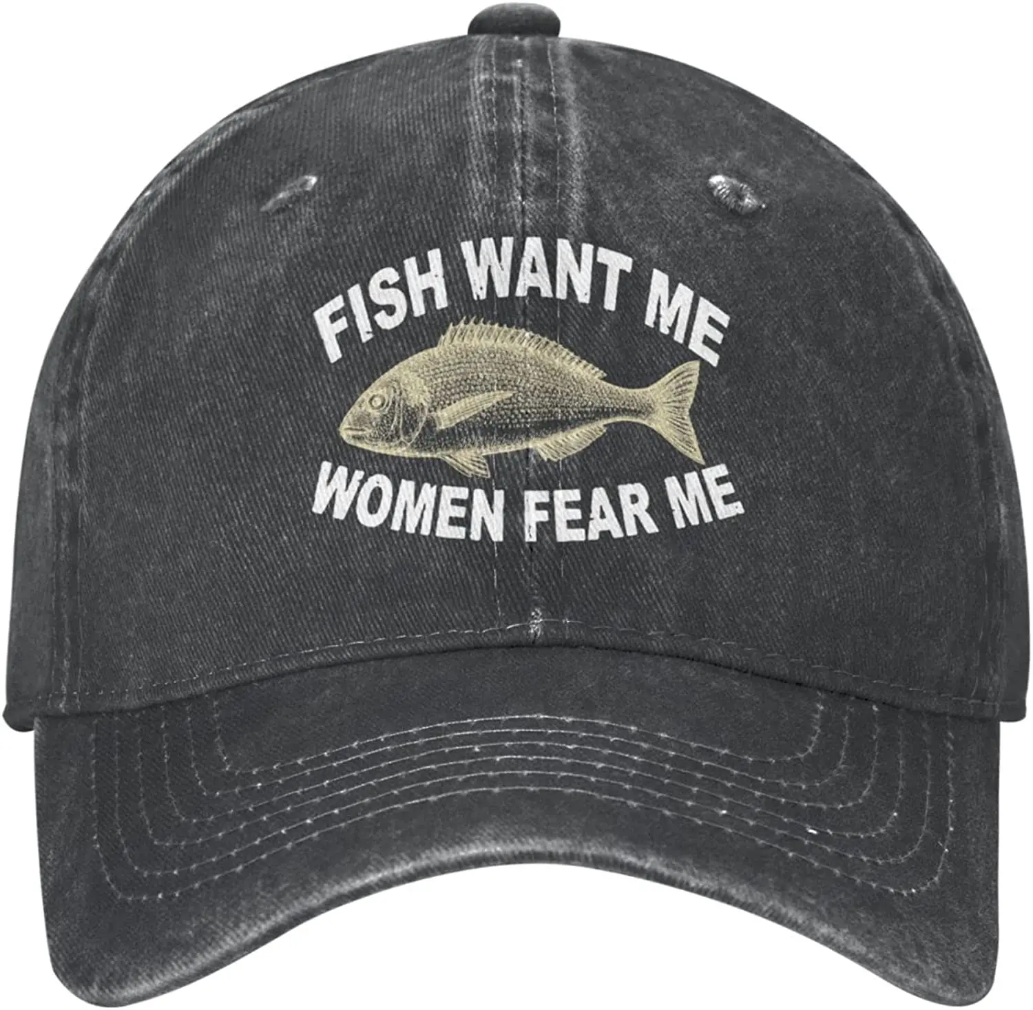 Fish Hat Women Want Me Fishes Fear Me Hat for Women Dad Hats Trendy Caps  Four Seasons Casual Adult Unisex Denim