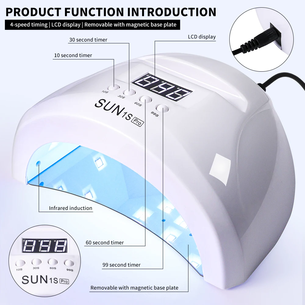 SUN 1s Por UV Nail Dryer Gel Polish Drying Lamp 48W LED 30 Beads Uv Led Lamp Nail Phototherapy Machine Tool Nail Art Machine 3