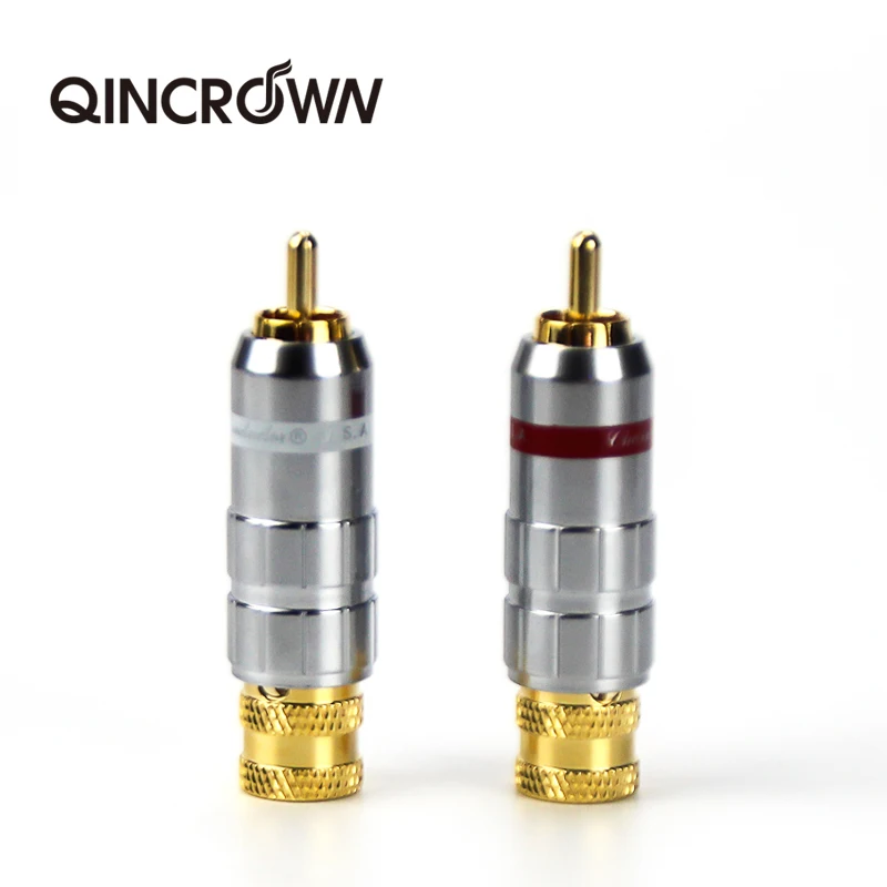 QINCROWN CMC 금도금 RCA 플러그 오디오 로터스 라인 플러그 9MM 홀 DIY 신호 라인 커넥터
