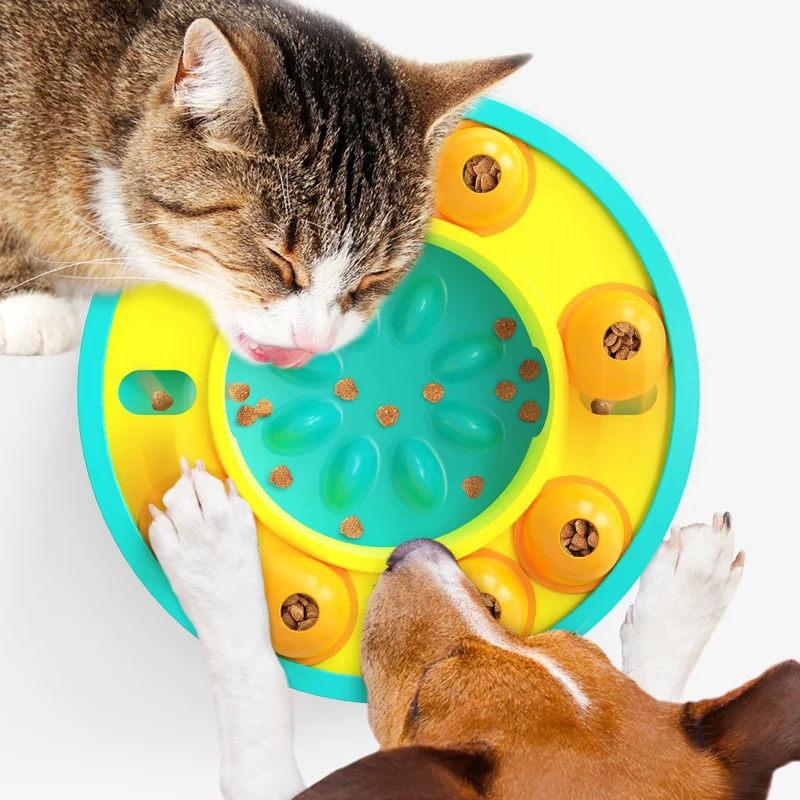 

Тарелка для кормления, миска для кормления, товары для домашних животных, игрушки-головоломки для собак, поворотный круг, медленная кормушка, миска для щенков, кошек, медленное блюдо