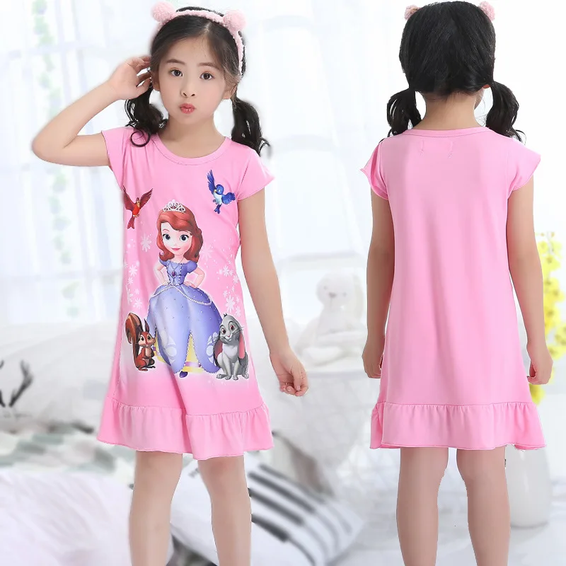 Frozen Snow White Princess Dress Cute Summer Kids Clothes Sleeping Skirt Girl Homewear Nightdress Children's Pajamas for Girls
