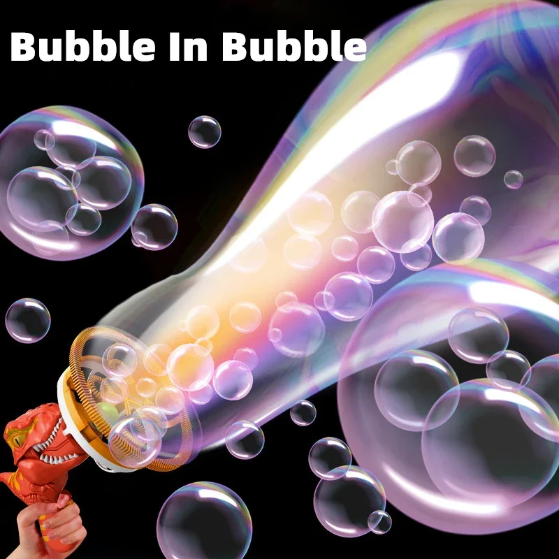 Automatic Bubble Machine Bubble Gun With Cartoon Fan Soap Water Bubble Blower For Kids Summer Outdoor Toys