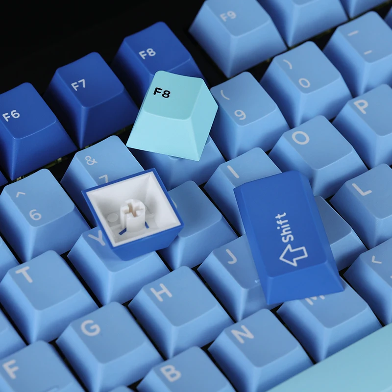 Chaves Conjunto Gmk Voyage Azul Keycap Pbt Duplo Tiro Chave Tampões Cherry Perfil Keycaps para 64 68 84 87 98 104 Teclado Mecânico 156 - Imagem 5