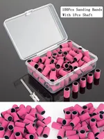 100Pcs Sanding Bands With 1Pcs Metal Shaft Set Nail Drill Bits For Remove Nail Polish Gel Dead Skin Calluses Cutter Drill Bit 1
