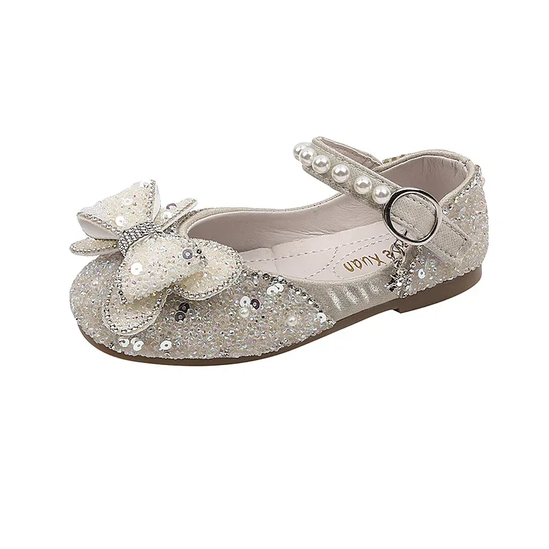 Leather Kids Sequins Flats Shoes for Girls