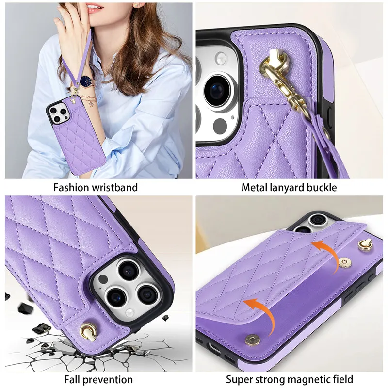 Deluxe Leather Wallet Magnetic Case with Double Buckle Back