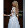 ANGEL Elegant A-Line Lace Wedding Dress Long Sleeves Scoop Neck Applique Bridal Gowns Button Plus Size Vestidos De Novia 4