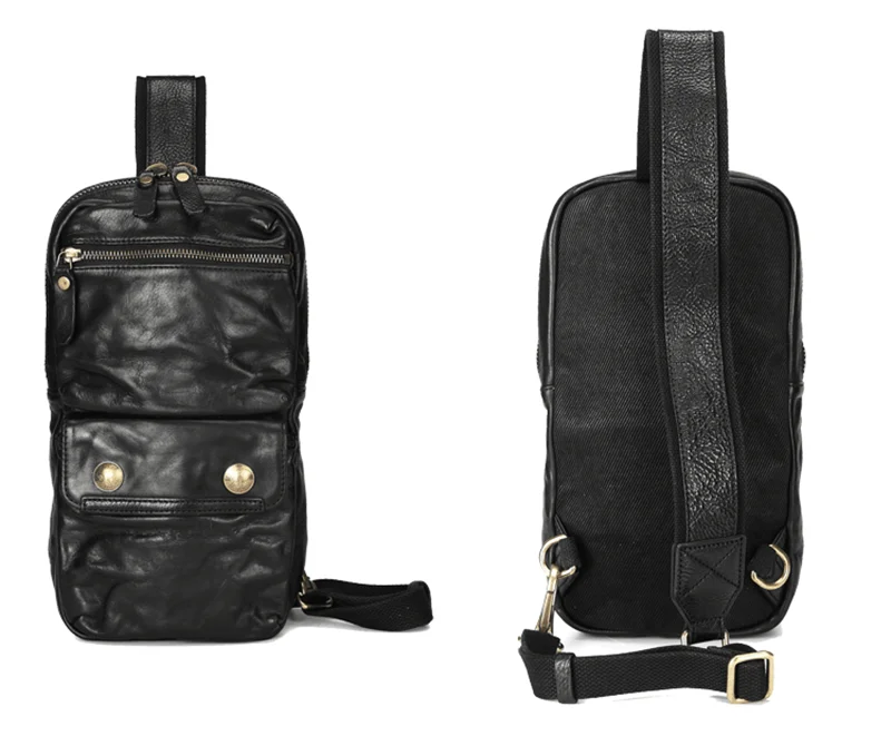 Retro luxury genuine leather men's chest bag casual fashion natural high-quality real cowhide outdoor daily trend crossbody bags