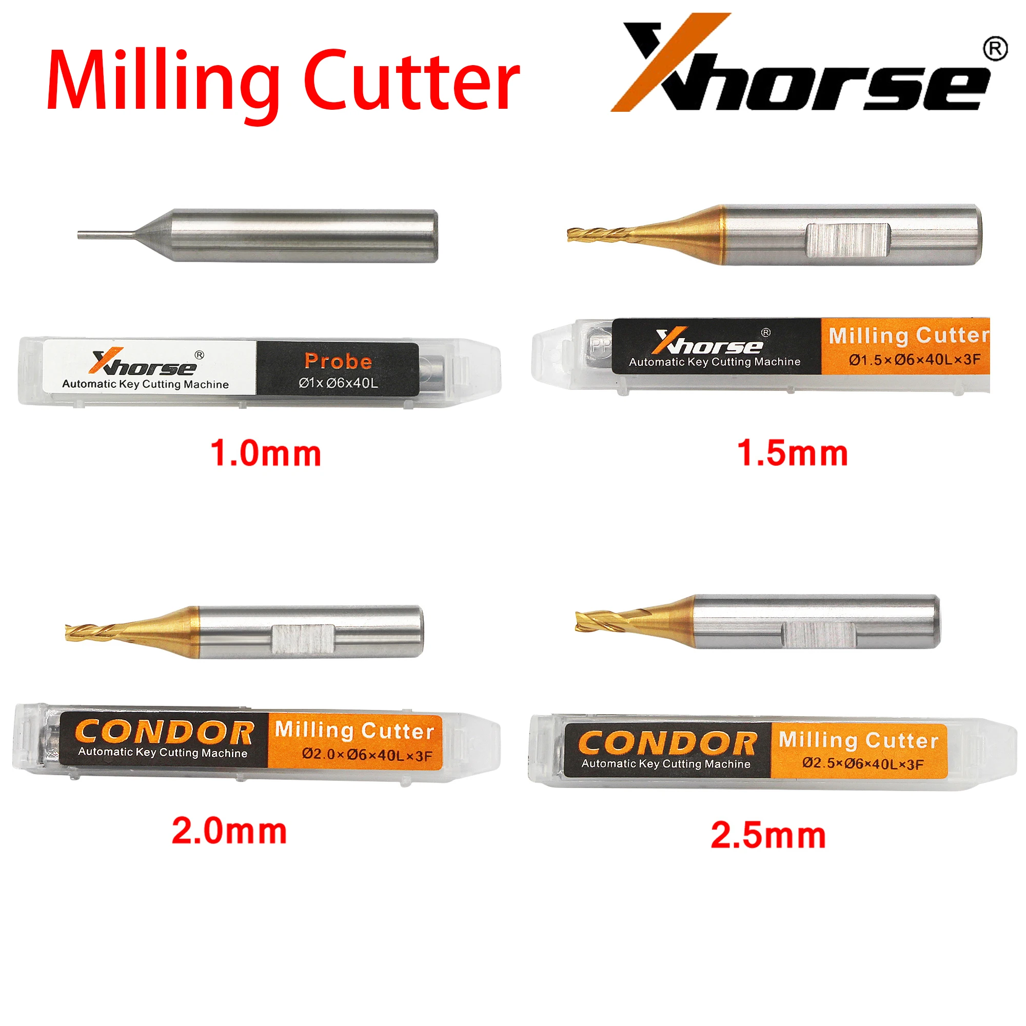 

1.0mm 1.5mm 2.0mm 2.5mm Milling Cutter Probe For Xhorse CONDOR MINI Plus Dolphin XP-005 Dolphin XP-007 Auto Key Cutting Machine