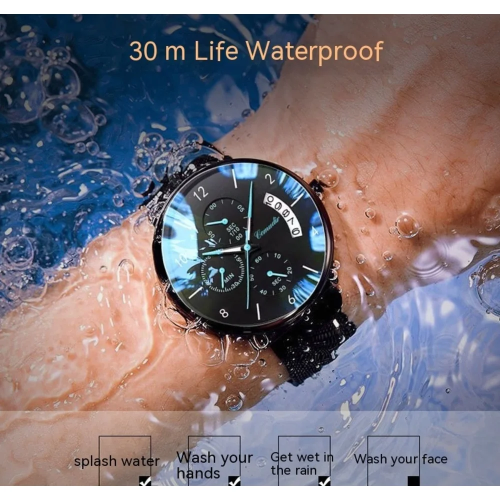 Men's Quartz Watch Ultra Thin Automatic Mechanical Style Waterproof_voghion.com