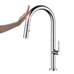 HT Smart Touch Faucet Kitchen Sensor Water Tap with Pull Down Sprayer Grifo De Lavabo G1/2 Black Print Resistant Sink Mixer Tap