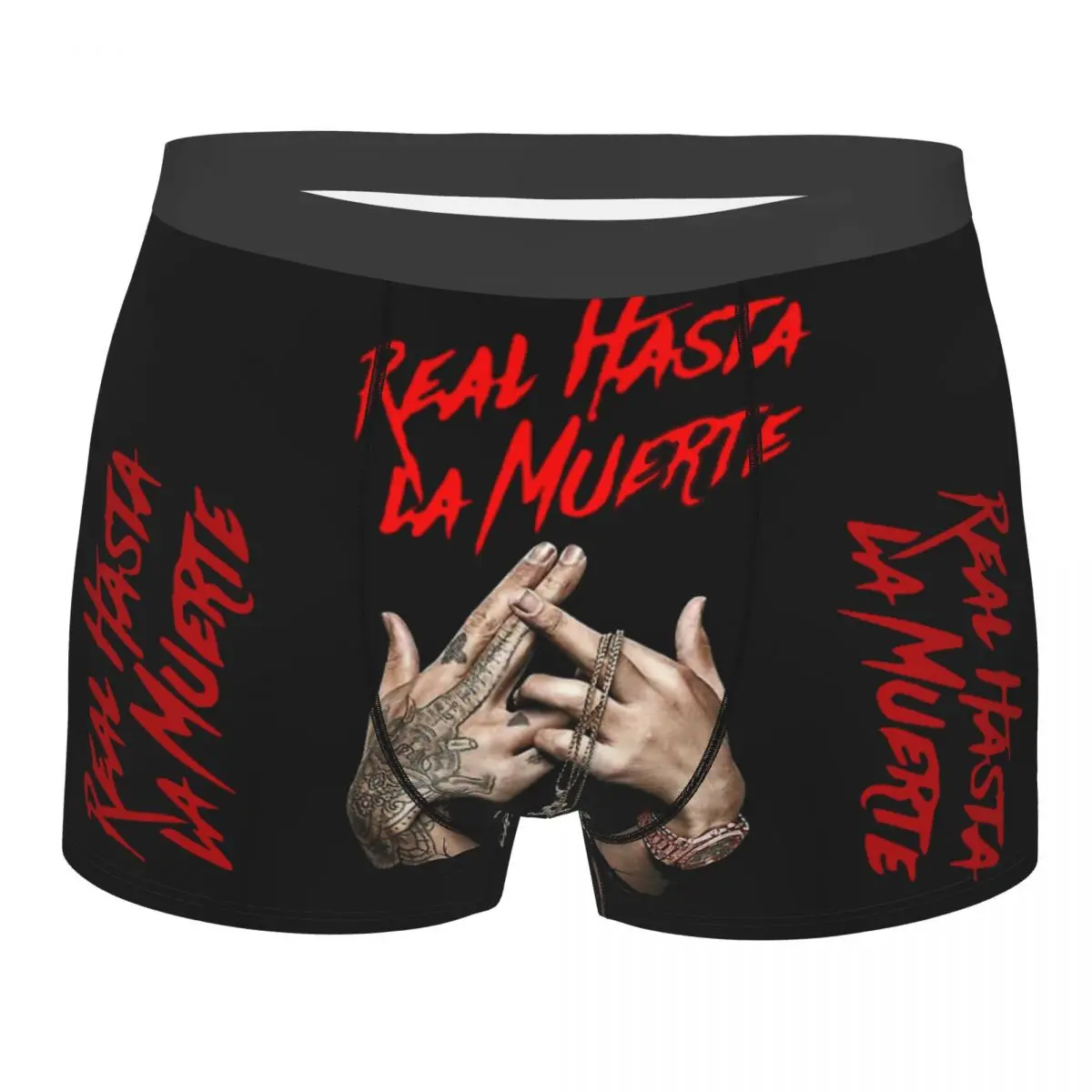 Real Hasta La Muerte Anuel Trap Reggaeton Men's Boxer Briefs Highly Breathable Underpants Top Quality Print Shorts Gift Idea la muerte de danton