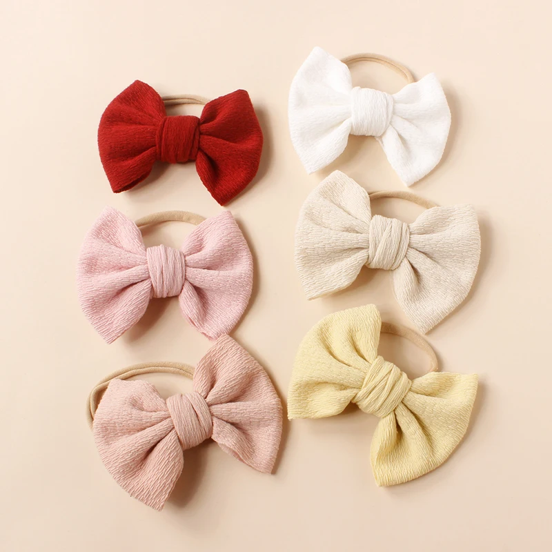 

Tops Baby Girls Headband Pleated Hair Bows For Kids Elastic Bands Cotton Hairband Children's Headbands Solid Color Accessories