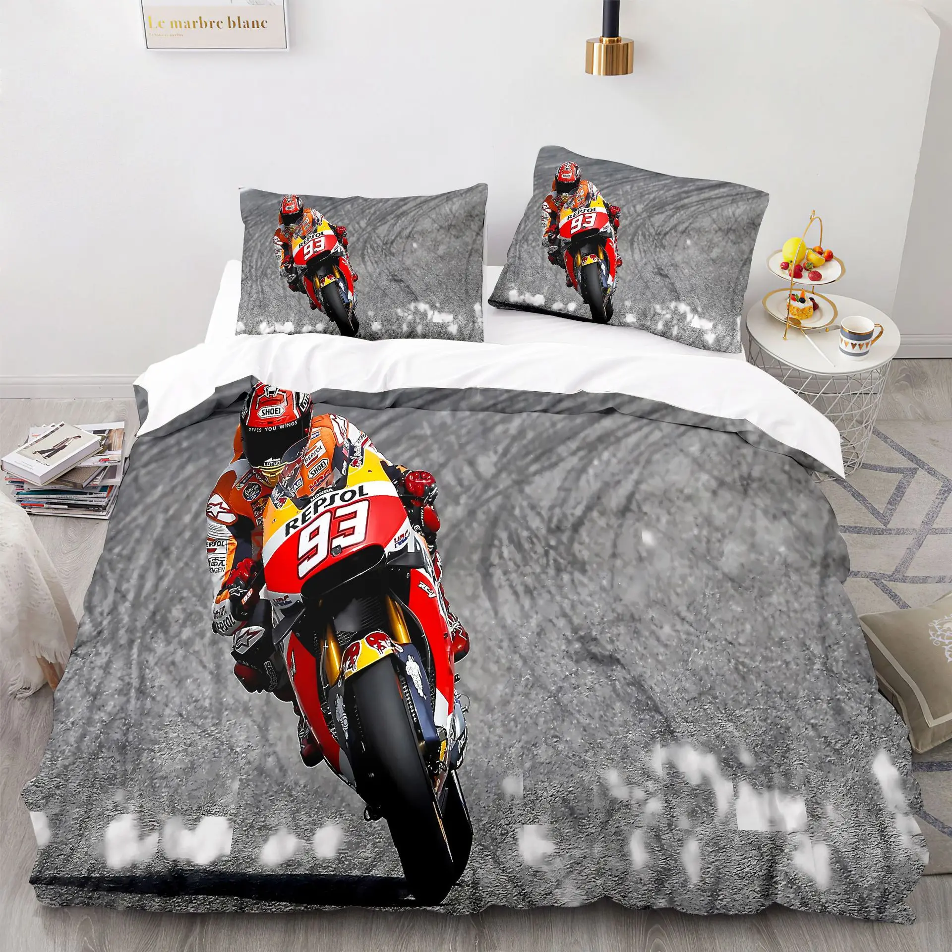 Marquez 93 침구 세트 이불 커버 Pillowcases 트윈 전체 퀸 킹 침대 린넨 3D 인쇄 Marc Marquez 93 이불 커버 세트